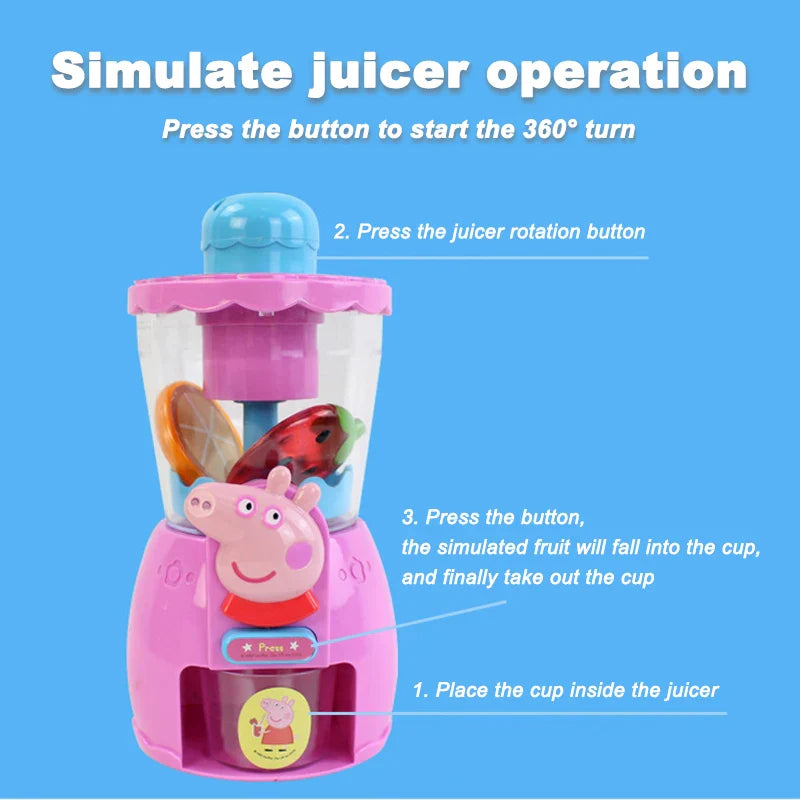 Peppa Pig Simulated Juicer Kids Playing House Emulation Blender Toy Simulation Fruits Toddler Early Tducation Children's Gifts