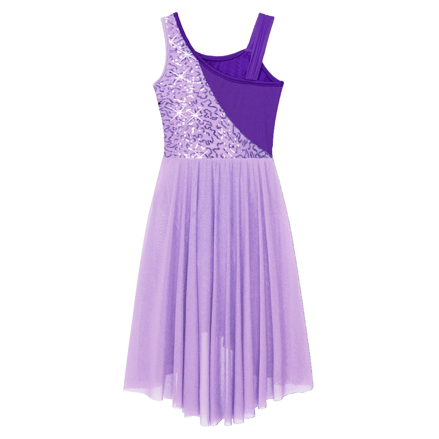 Girls Dance Sleeveless Color Block m Leotard Dress (Age 6-16YRS)