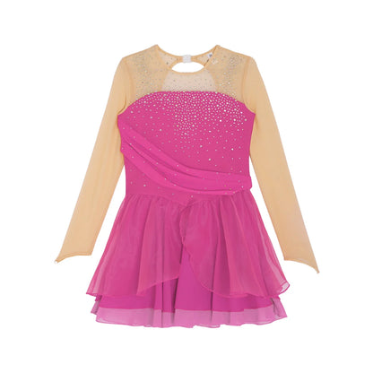 Girls Ballet Dance Rhinestone Long Sleeve Gymnastics Leotard (Age 6-16 YRS)