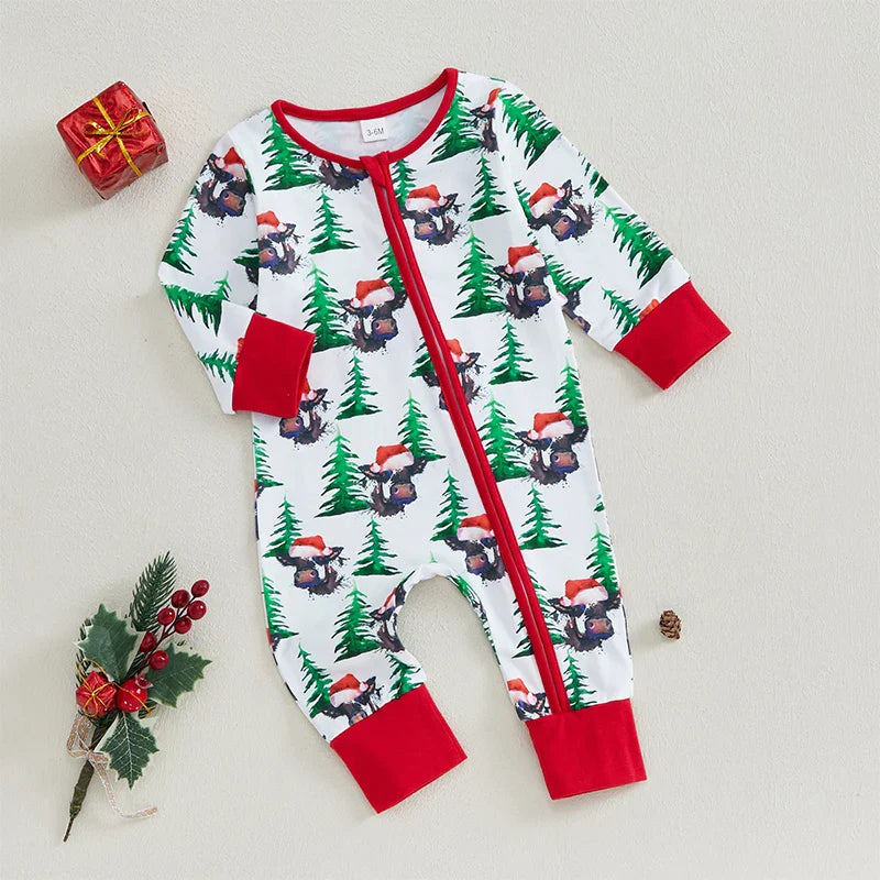 Baby Girls/Boys Christmas Print Romper (Age Newborn-12M)