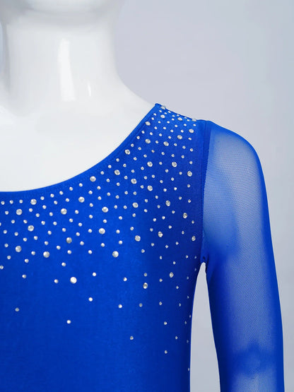 Girls Figure Skating Rhinestone Irregular Tassel Bodysuit Leotard (Age  6-16YRS)