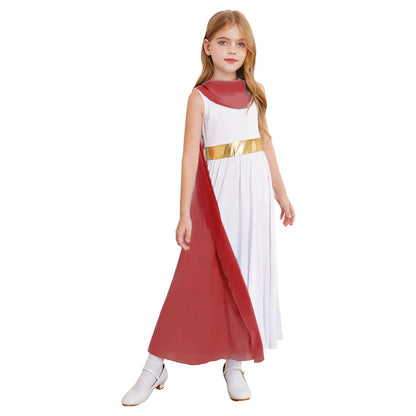 Girls Roman Grecian Athena Split Costume Dress (Age 6-16 YRS)