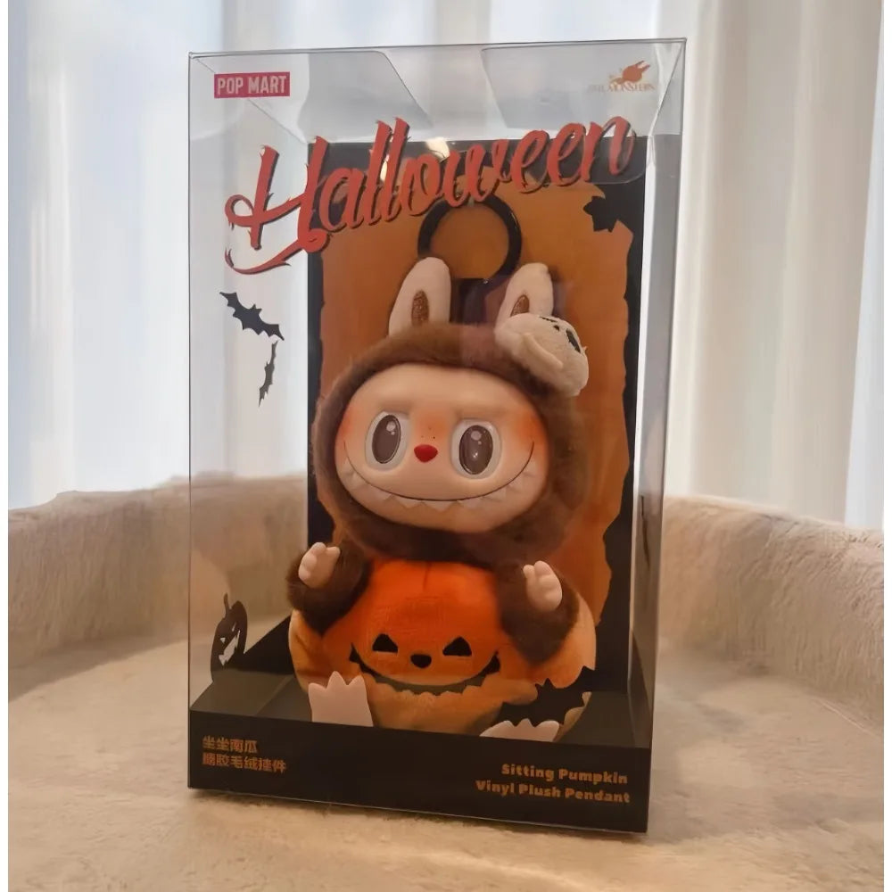 POP MART Labubu Happy Halloween Party Series-Sitting Pumpkin Vinyl Plush Pendant