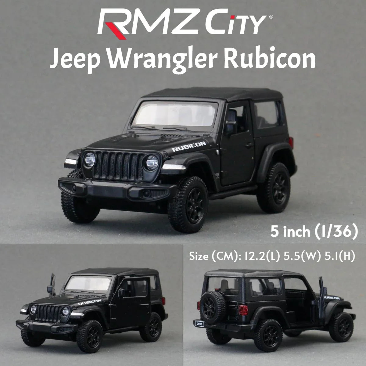 RMZ City 1/36 scale model of a Jeep Wrangler Rubicon Toy Car