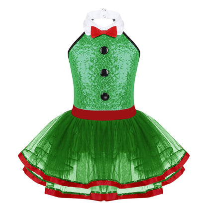 Girls Dance Sleeveless Sequin Leotard Dress (Age 4-14 YRS)