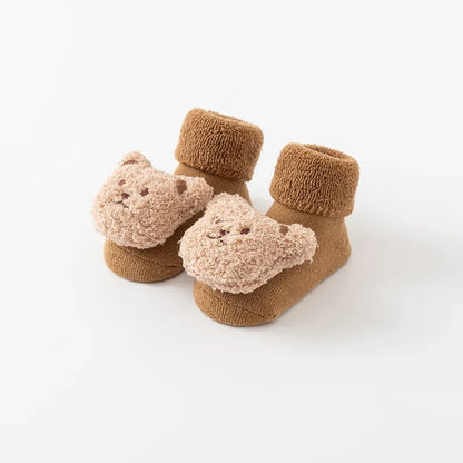 Baby Bear Cotton Anti-Slip Socks Coffee