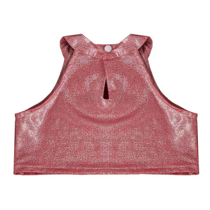 Girls Metallic Shiny Sleeveless Crop Top (Age 24M-16 YRS)