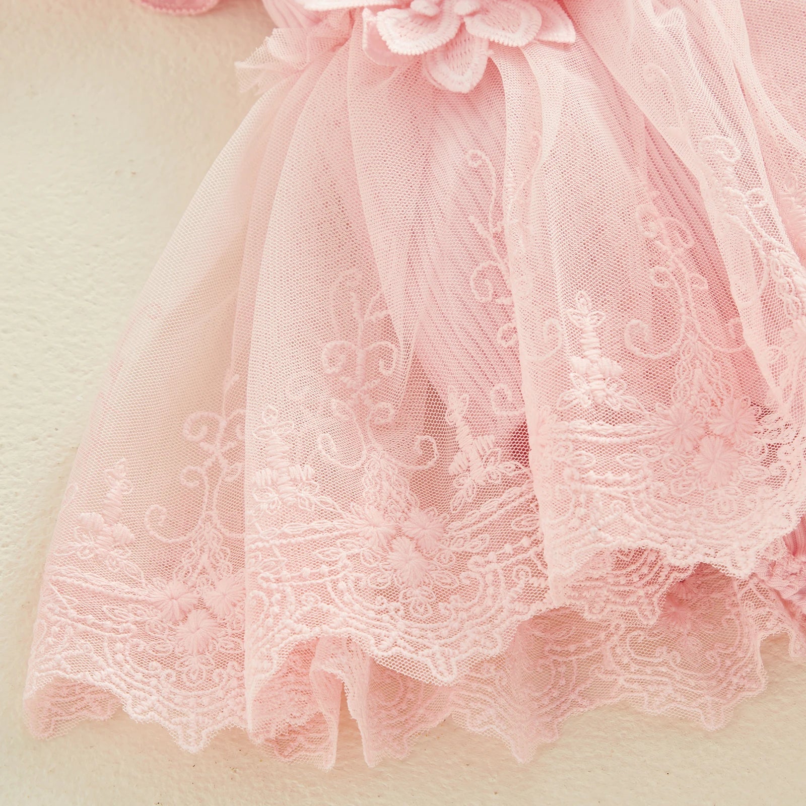 Baby Girls Romper Lace Ruffle Dress & Headband (Age 3-18M)