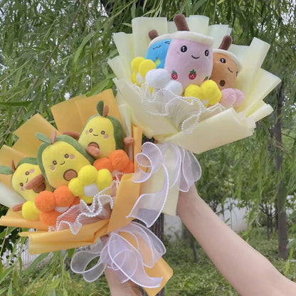 Plush Bubble Tea Avocado Flower Gift Bouquet