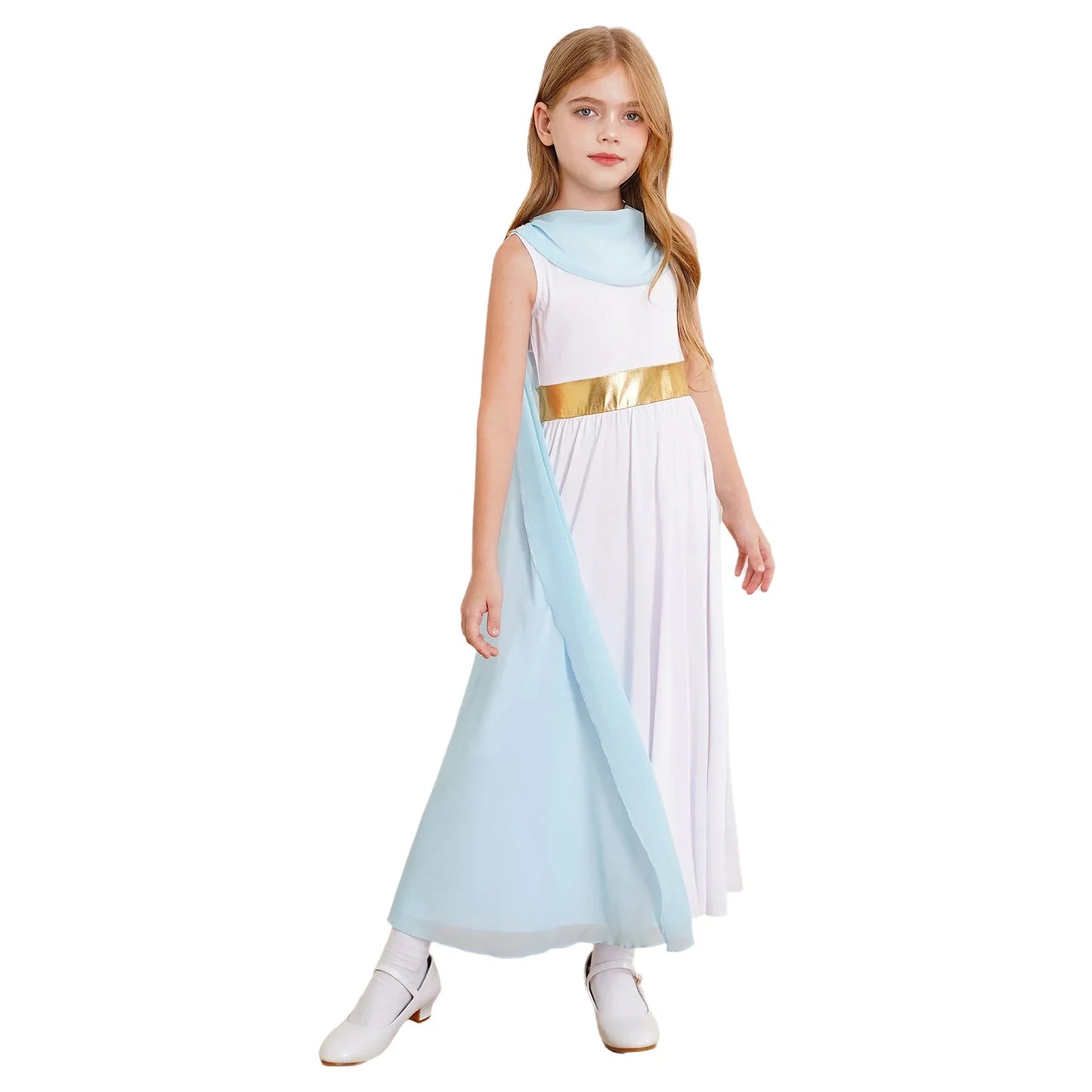 Girls Roman Grecian Athena Split Costume Dress (Age 6-16 YRS)