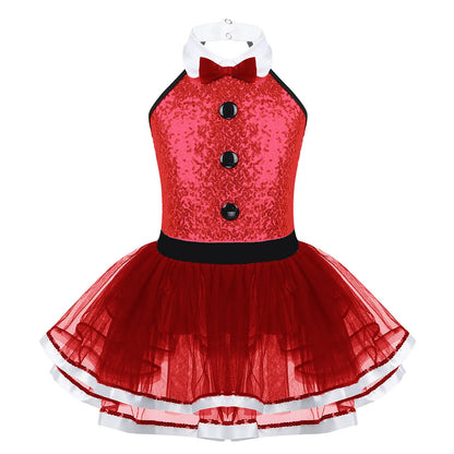 Girls Dance Sleeveless Sequin Leotard Dress (Age 4-14 YRS)