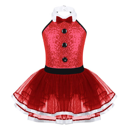 Girls Dance Sleeveless Sequin Leotard Dress (Age 4-14 YRS)