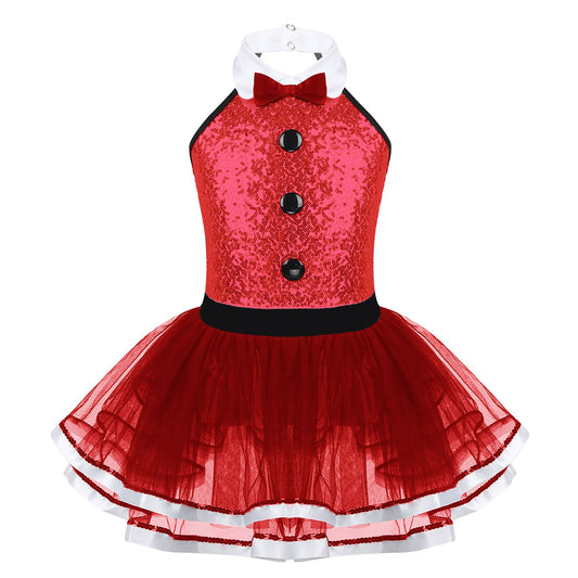 Girls Dance Sleeveless Sequin Leotard Dress (Age 4-14 YRS)