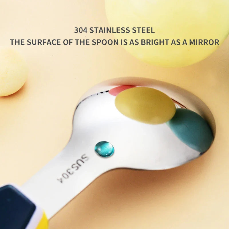 Toddler Cute Utensils Feeding Spoon And Fork Set Stainless Steel