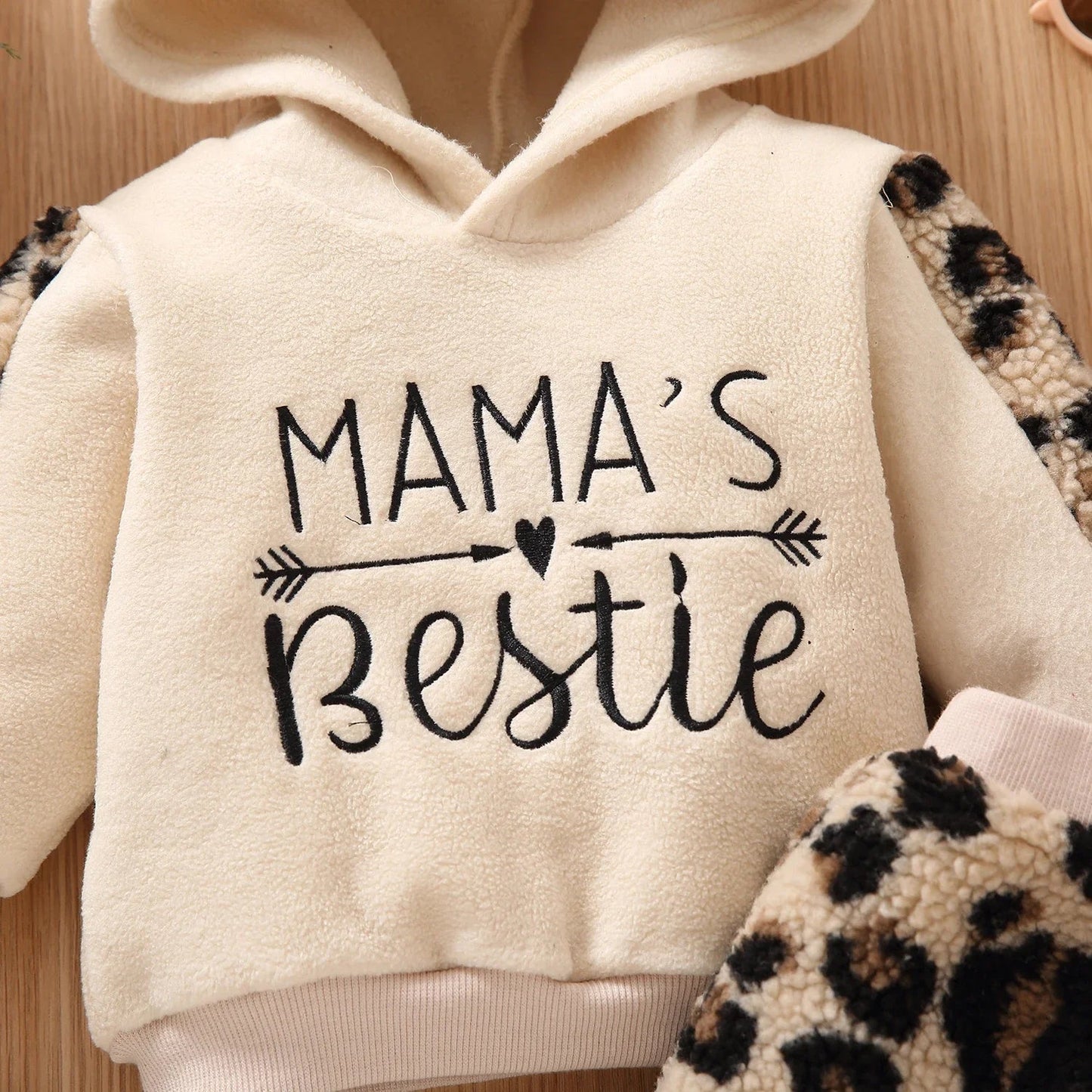 Baby Girls “Mamas Bestie” Fleece Long-Sleeve Hoodie (Age 3M-24M)