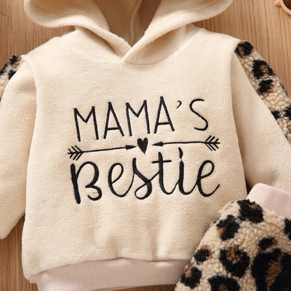 Baby Girls “Mamas Bestie” Fleece Long-Sleeve Hoodie (Age 3M-24M)