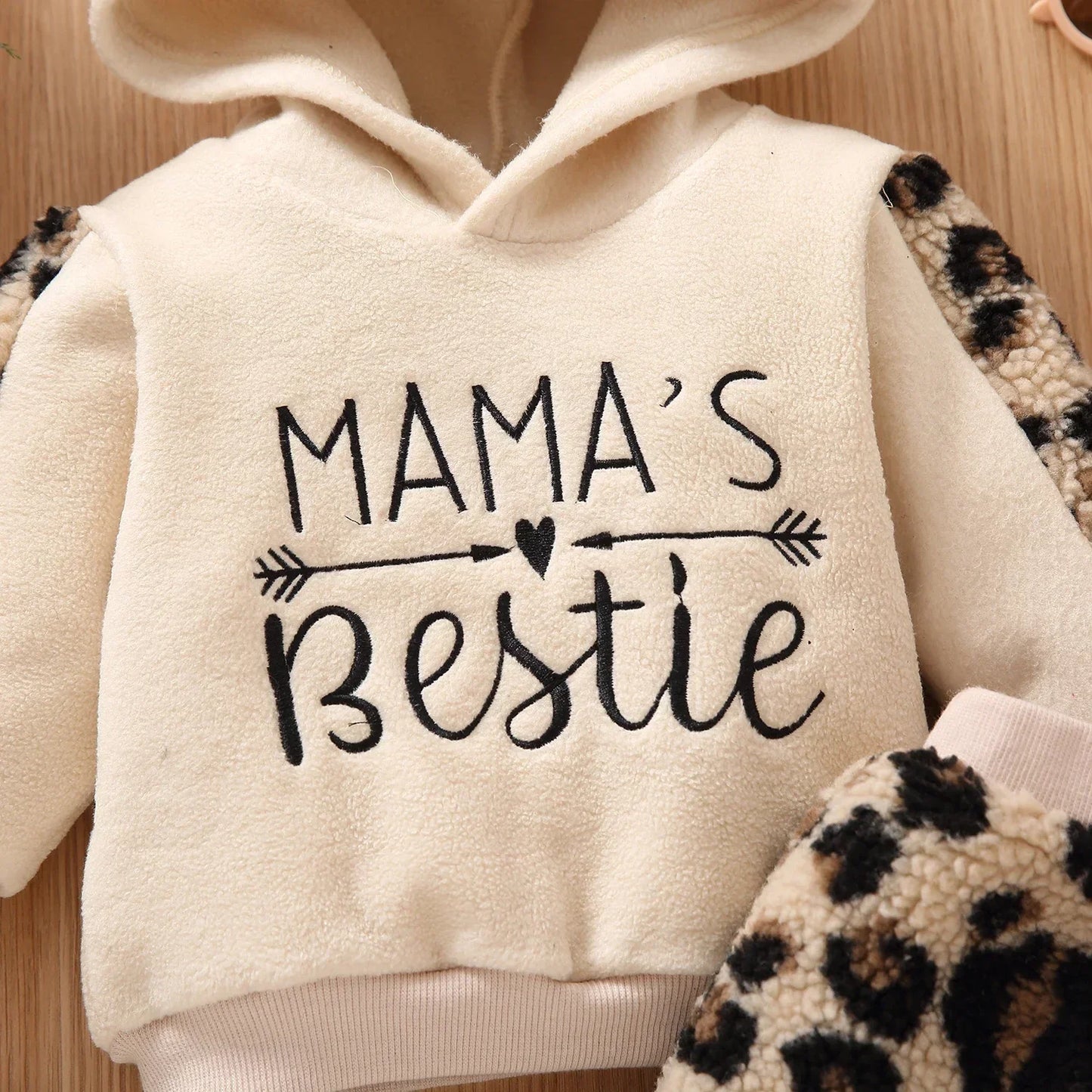 Baby Girls “Mamas Bestie” Fleece Long-Sleeve Hoodie (Age 3M-24M)