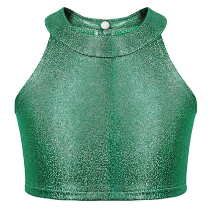 Girls Metallic Shiny Sleeveless Crop Top (Age 24M-16 YRS)
