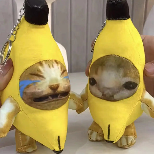 Crying Banana Cat Doll Key Chain - 18cm
