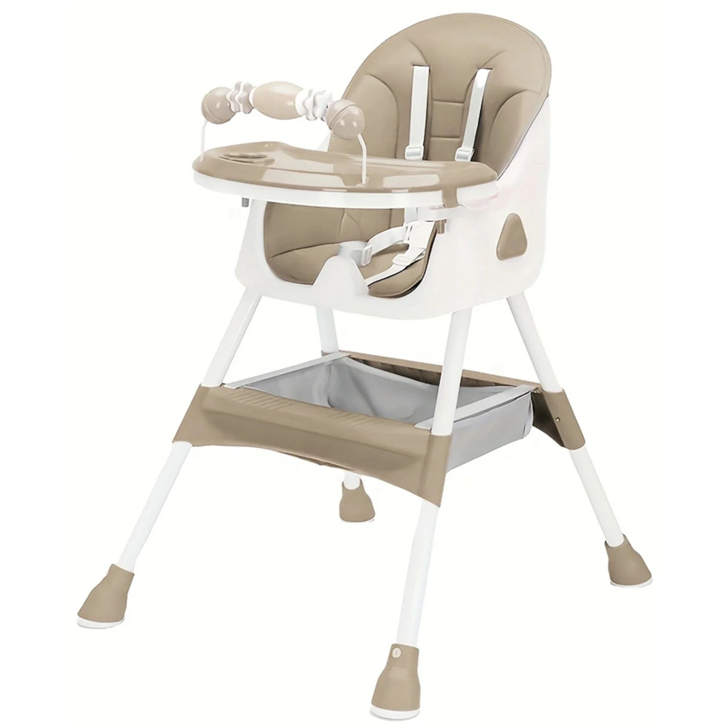Foldable Baby High Chair 6 Months Plus, with Large Antislip Pad & ToyRack, Easy to Clean Feeding