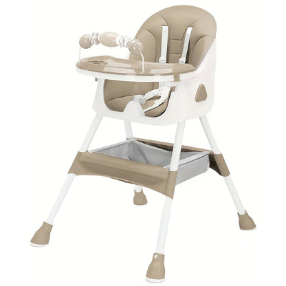 Foldable Baby High Chair 6 Months Plus, with Large Antislip Pad & ToyRack, Easy to Clean Feeding