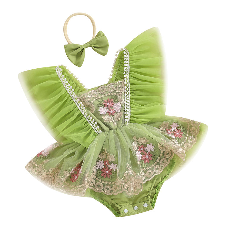 Baby Girls Embroidered Romper (Age 3M-24M)