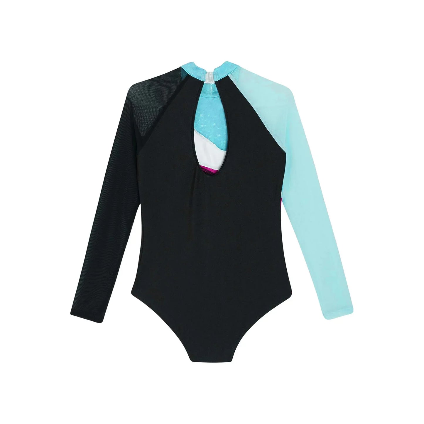 Girls Ballet Dance Leotard Gymnastics  Rhinestones Sheer Mesh Long Sleeve (Age 4-16 YRS)