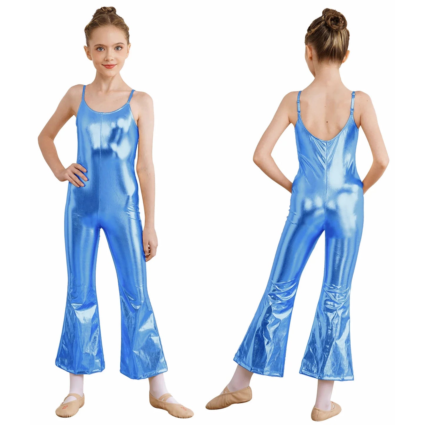 Girls Metallic Gymnastic Jumpsuit (Age 4-16YRS)