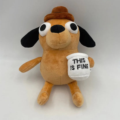 Plush This Is Fine Meme Coffee Dog Stuffed Toy - 25cm
