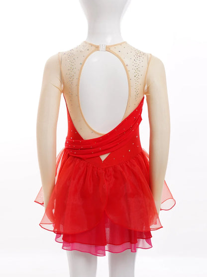 Girls Ballet Dance Rhinestone Long Sleeve Gymnastics Leotard (Age 6-16 YRS)