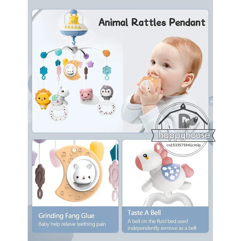 Musical Baby Crib Mobile with Lights Music Projection for Infants Remote Control Toy