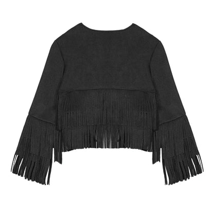 Kids Western Cowboy Cowgirl Costume Long Sleeve Tassels Fringe Jacket (Age 6-16YRS)