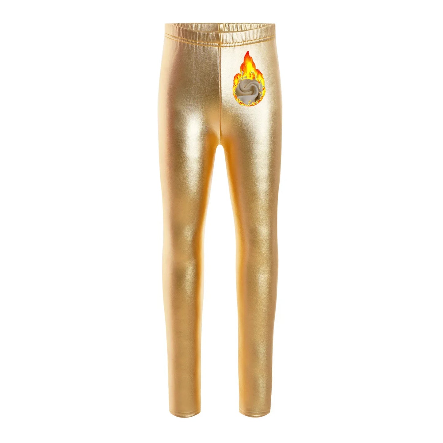 Girls Metallic Warm Fleece-Lined Elastic Waistband Leggings (Age 18M-10 YRS)