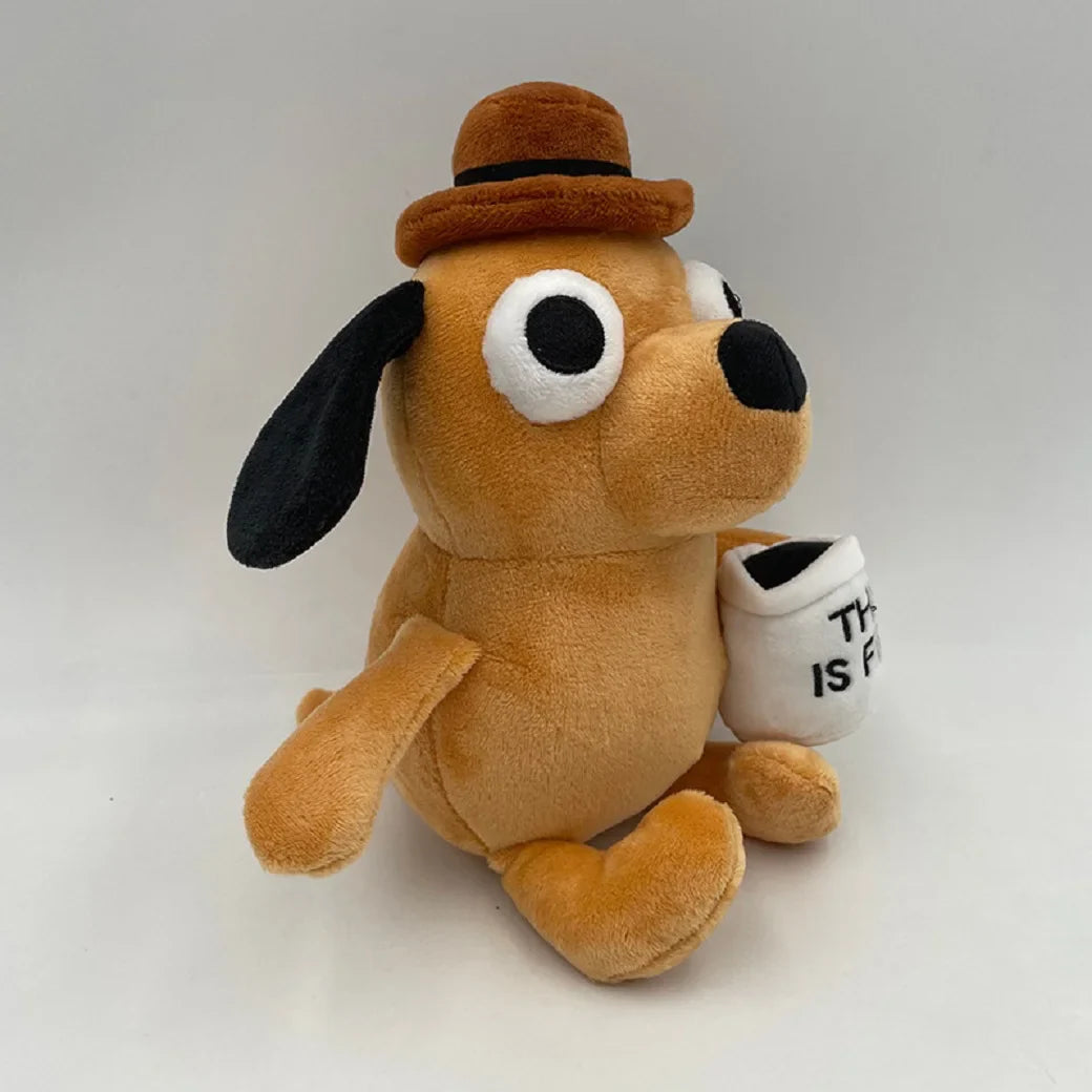 Plush This Is Fine Meme Coffee Dog Stuffed Toy - 25cm