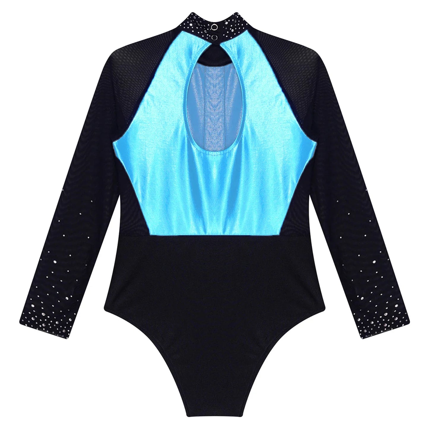 Girls Dance Performance Costume Long Sleeve Rhinestone Leotard (Age 6-16 YRS)