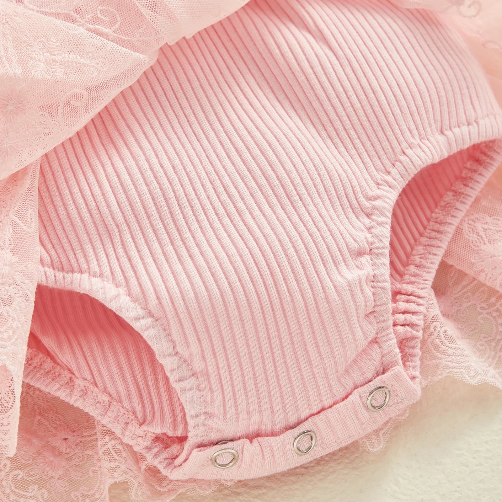 Baby Girls Romper Lace Ruffle Dress & Headband (Age 3-18M)