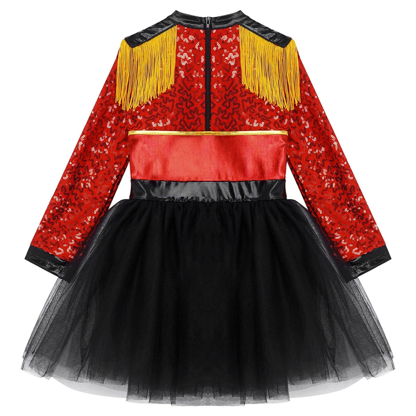 Girls Circus Ringmaster Magician Sequin Leotard Tutu Dress Costume (Age 6-16 YRS)
