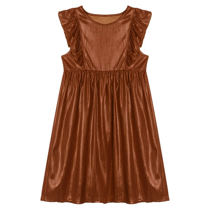 Girls Metallic Sleeveless Ruffles A-Line Dress (Age 24M-10YRS)