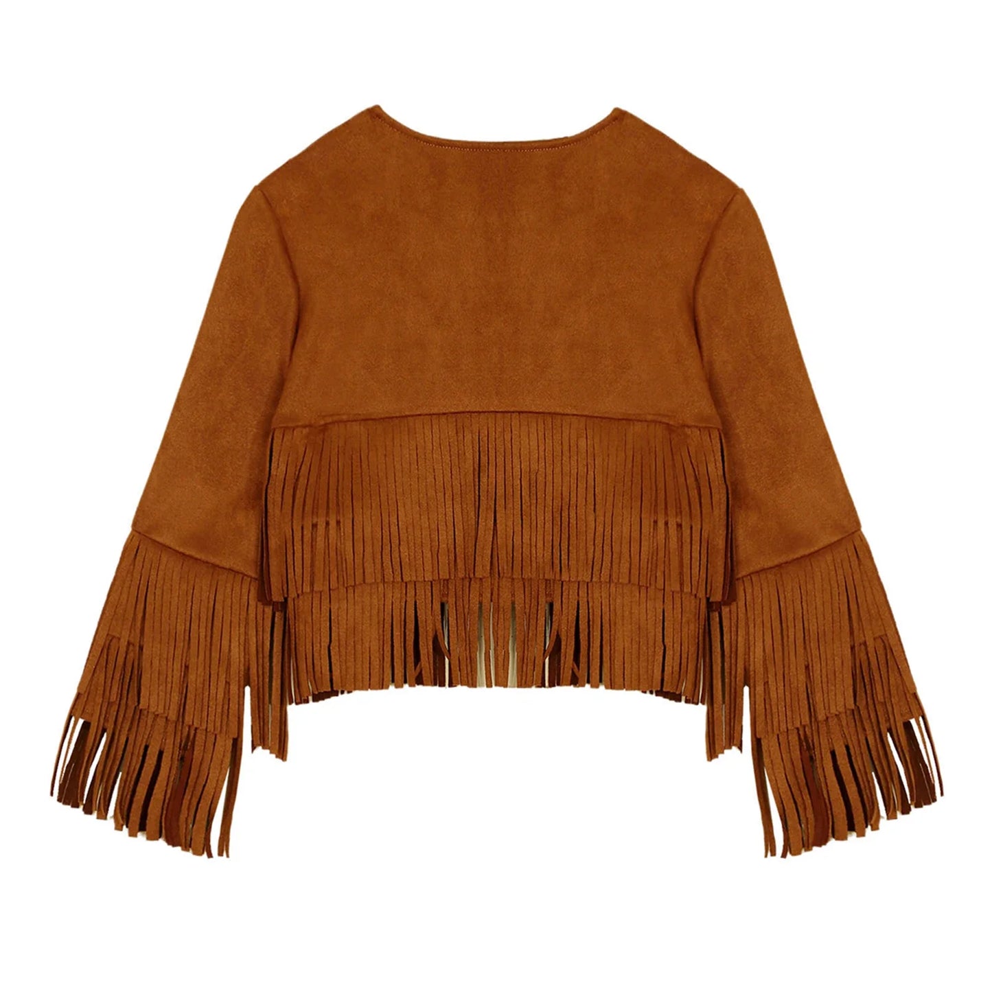 Kids Western Cowboy Cowgirl Costume Long Sleeve Tassels Fringe Jacket (Age 6-16YRS)