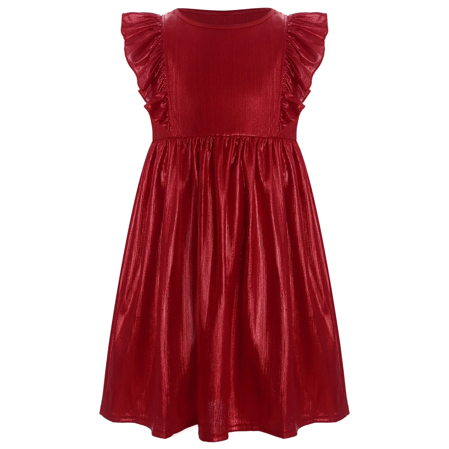Girls Metallic Sleeveless Ruffles A-Line Dress (Age 24M-10YRS)