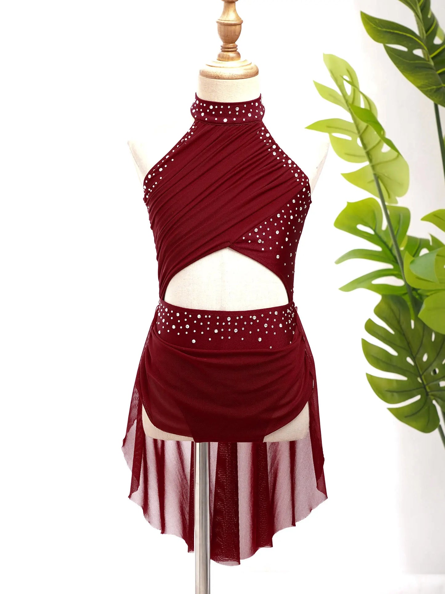 Girls Dance Rhinestone Dress Costume (Age 6-16YRS)