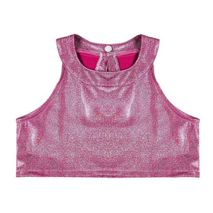 Girls Metallic Shiny Sleeveless Crop Top (Age 24M-16 YRS)