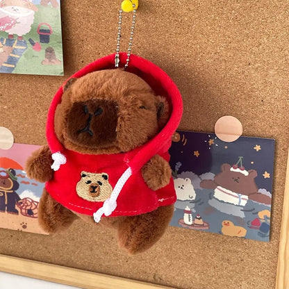 Plush Cute Capybara Stuffed Toy Hoodie with Wings - 12cm Red-Hoodie C