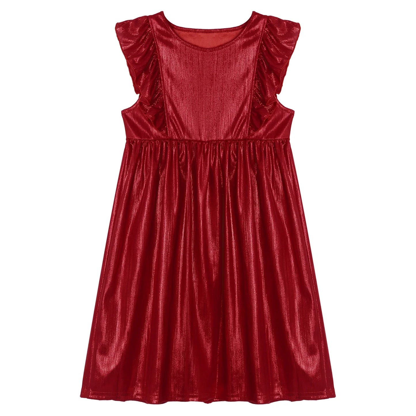 Girls Metallic Sleeveless Ruffles A-Line Dress (Age 24M-10YRS)