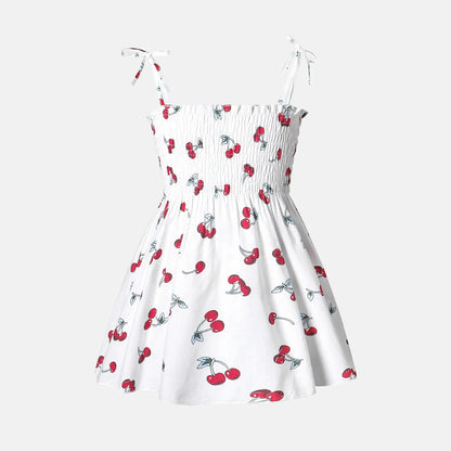 Baby Girls Cotton Cherry Print Strappy Dress (Age 3M-24M)