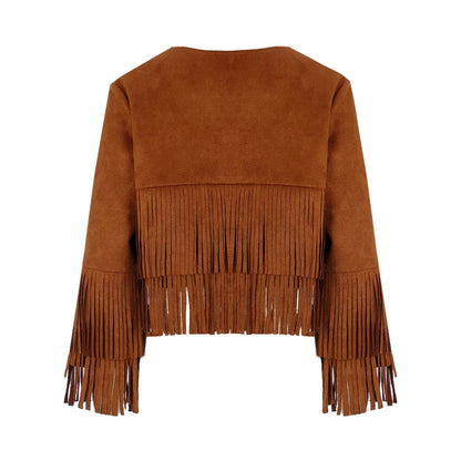 Kids Western Cowboy Cowgirl Costume Long Sleeve Tassels Fringe Jacket (Age 6-16YRS)