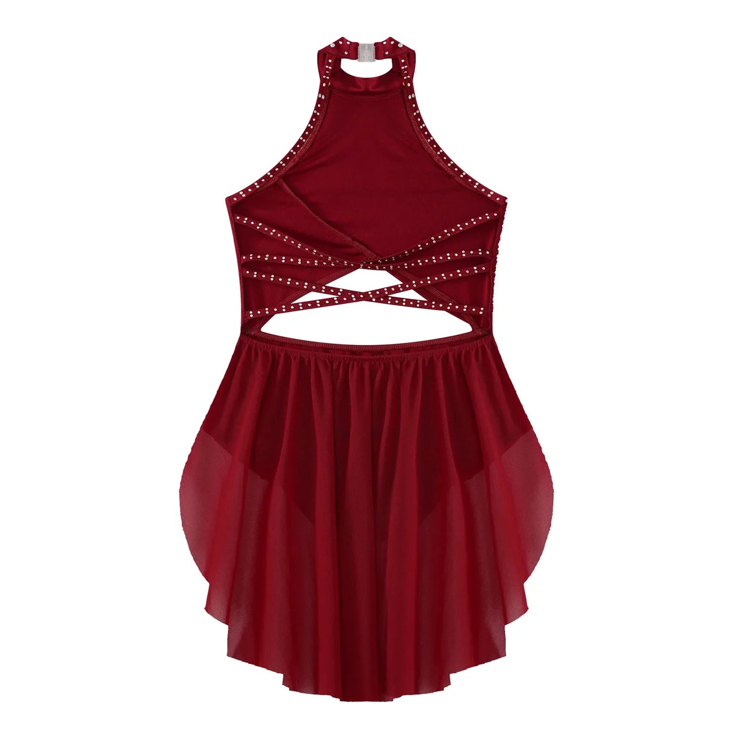 Girls Dance Rhinestone Dress Costume (Age 6-16YRS)