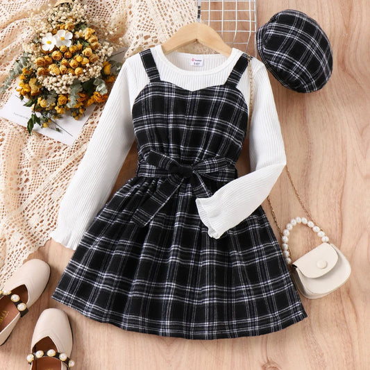 Girls Black Plaid Dress (Age 5-12YRS)