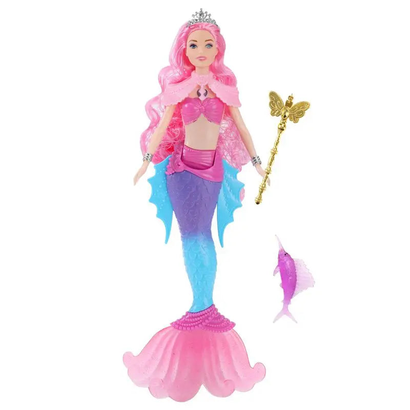 Mermaid Dolls Music Lighting Kids Toys Colorful Doll Body Pink Blue Red Purple Hair Miniature Accessories For Children DIY Game Red