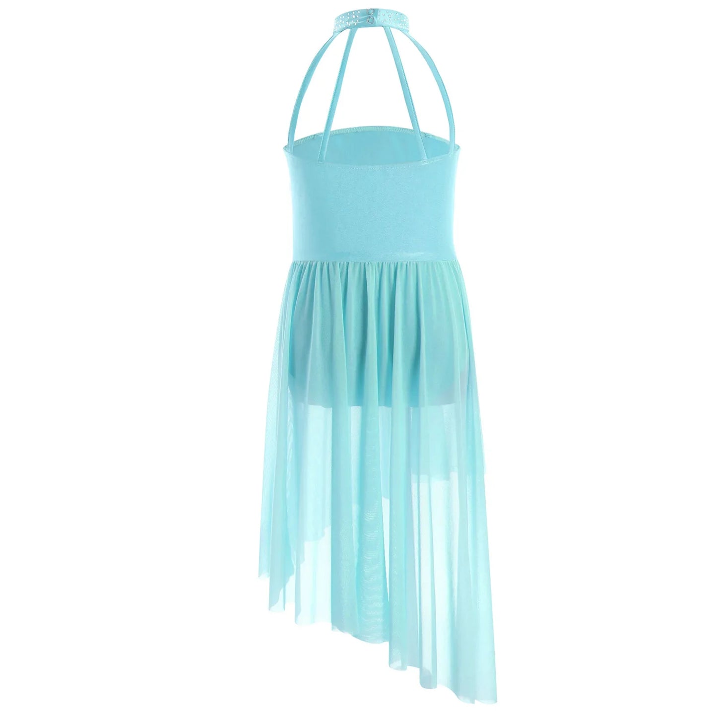 Girls Dance Sleeveless Rhinestones Applique Dress (Age 6-14 YRS)